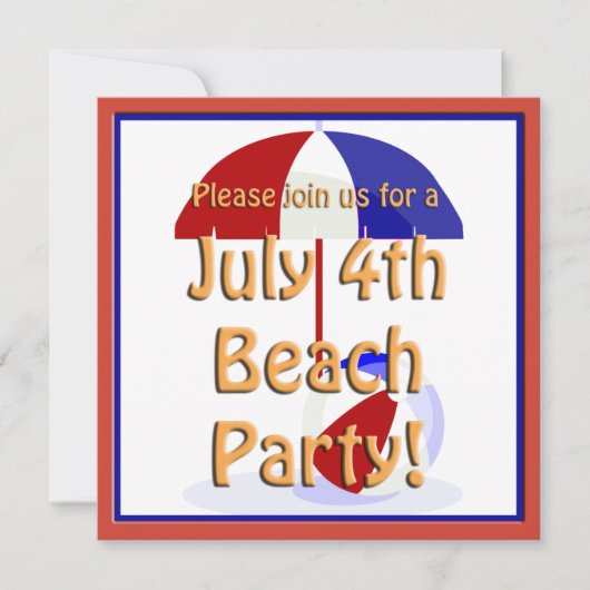 4. Juli Beach Party Einladung (Vorderseite)