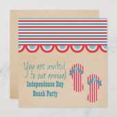 4. Juli Beach Party Einladung (Vorne/Hinten)