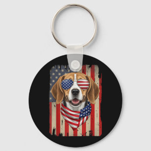 4. Juli Beagle Hund Amerikanische Flagge USA Schlüsselanhänger