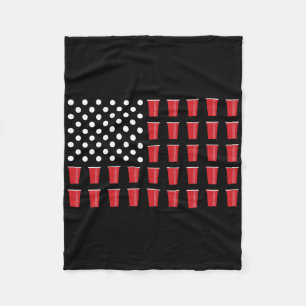 4. Juli Beer Pong American Flag Uni Party Fleecedecke
