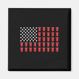 4. Juli Beer Pong American Flag Uni Party Magnet