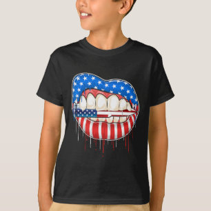 4. Juli beißen die Bullet Lips amerikanische Flagg T-Shirt