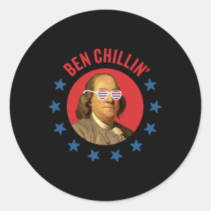 4. Juli - Ben Chillin' - Chill Ben Frank Runder Aufkleber