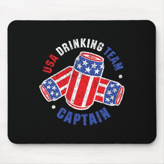 4. Juli Bierdose Flagge Usa Trinkteam Tees  Mousepad (Vorne)