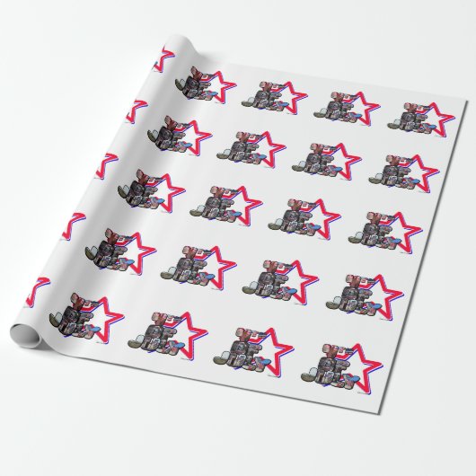 4. Juli Big Letter Star Geschenkpapier (Ungerollt)