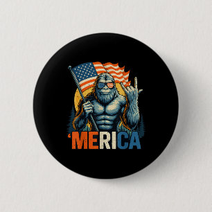 4. Juli Bigfoot Merica Rock American Flag Patr Button