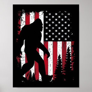 4. Juli Bigfoot Sasquatch Amerikanische Flagge Pat Poster