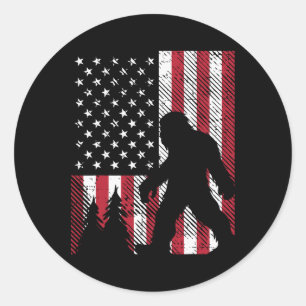 4. Juli Bigfoot Sasquatch Us Flag Patriotic Men W Runder Aufkleber