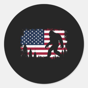 4. Juli Bigfoot Sasquatch USA American Flag Bo Runder Aufkleber