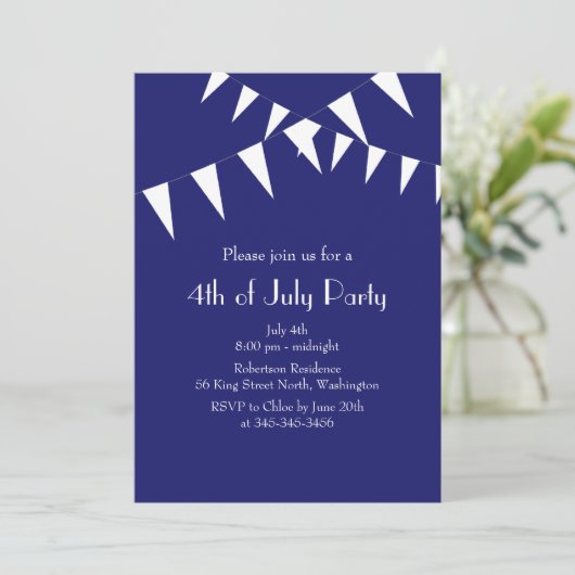4. Juli Blue Flags Party Einladung (Stehend Vorderseite)