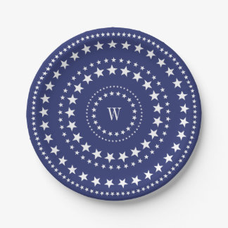 4. Juli Blue Stars Monogram Party Paper Teller