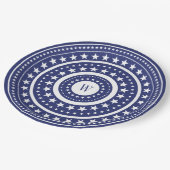 4. Juli Blue Stars Monogram Party Paper Teller (Schrägansicht)