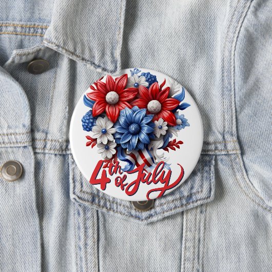 4. Juli Blume in Red White & Blue Patriotic Button (Beispiel)