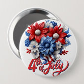 4. Juli Blume in Red White & Blue Patriotic Button (Vorne & Hinten)
