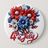 4. Juli Blume in Red White & Blue Patriotic Button (Vorderseite)