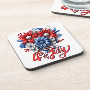 4. Juli Blume in Red White & Blue Patriotic Getränkeuntersetzer