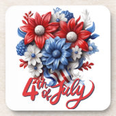 4. Juli Blume in Red White & Blue Patriotic Getränkeuntersetzer (Vorderseite)