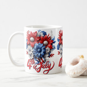 4. Juli Blume in Red White & Blue Patriotic Kaffeetasse