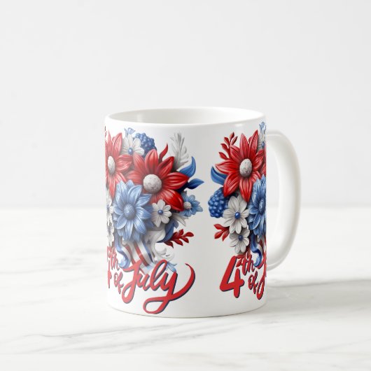 4. Juli Blume in Red White & Blue Patriotic Kaffeetasse (VorderseiteRechts)