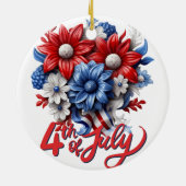 4. Juli Blume in Red White & Blue Patriotic Keramik Ornament (Hinten)
