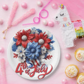 4. Juli Blume in Red White & Blue Patriotic Pappteller (Party)