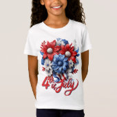 4. Juli Blume in Red White & Blue Patriotic T-Shirt (Vorderseite)