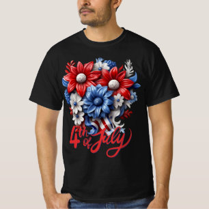 4. Juli Blumen in Rot Weiß & Blau Patriotisch T-Shirt