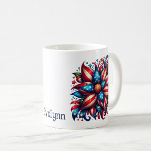 4. Juli Blumen Personalisierte Kaffeetasse