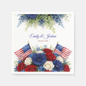 4. Juli Blumen und Flagge Hochzeit Serviette (Vorderseite)