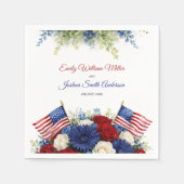 4. Juli Blumen und Flagge Hochzeit Serviette (Vorderseite)
