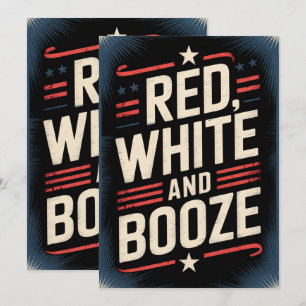 4. Juli Booze Party Rot weiß und Stiefel Einladung