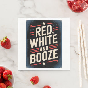 4. Juli Booze Party Rot weiß und Stiefel Serviette