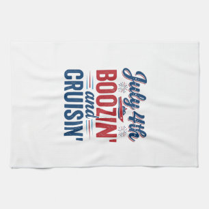 4. Juli Boozin And Cruisin Vintage Boot-Shirt_1 Geschirrtuch