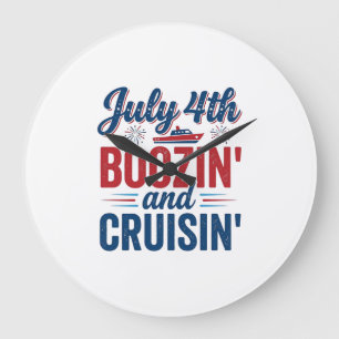 4. Juli Boozin And Cruisin Vintage Boot-Shirt_1 Große Wanduhr