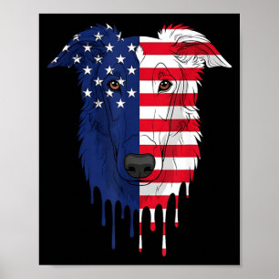 4. Juli Borzoi Hund Amerikanische Flagge Patriotis Poster