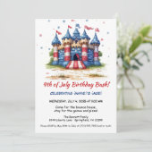 4. Juli Bounce House Einladung Geburtstag (Stehend Vorderseite)