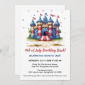 4. Juli Bounce House Einladung Geburtstag (Vorne/Hinten)