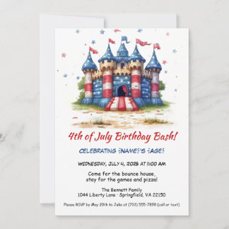 4. Juli Bounce House Einladung Geburtstag