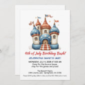 4. Juli Bounce House Einladung Geburtstag (Vorne/Hinten)