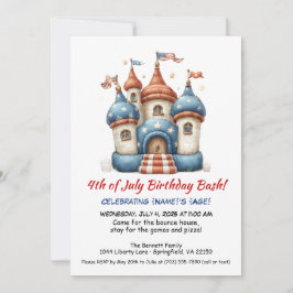 4. Juli Bounce House Einladung Geburtstag