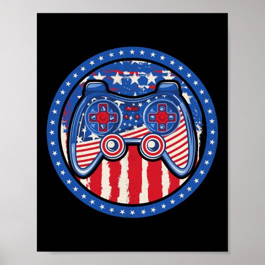 4. Juli Boys American Flag Video Game Control Poster (Vorne)
