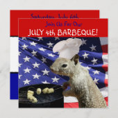 4. Juli BQin Eichhörnchen Einladungen (Vorne/Hinten)