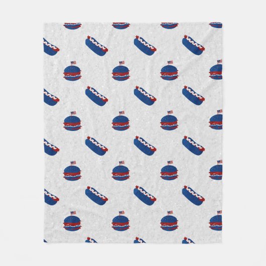 4. Juli Burger & Hot Dog Glitzer Picnic Blanket Fleecedecke (Vorderseite)