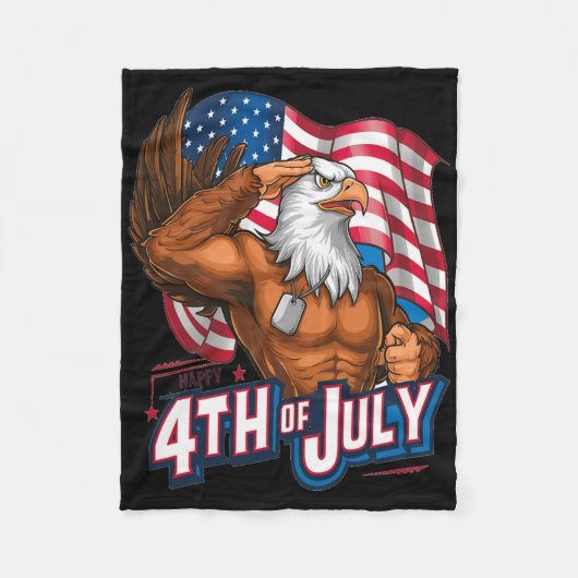 4. Juli Byld Eagle American Flag Ind Fleecedecke (Vorderseite)