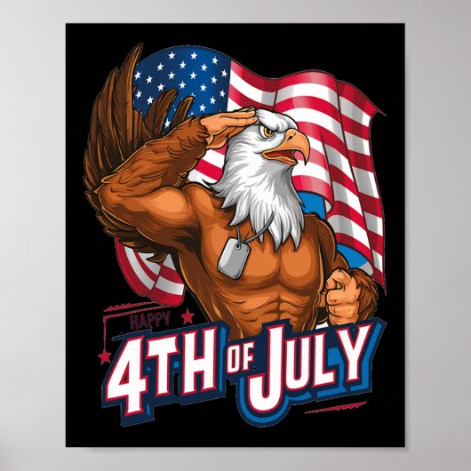4. Juli Byld Eagle American Flag Ind Poster (Vorne)