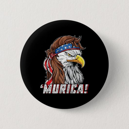 4. Juli Byld Eagle Mullet Murica Usa Usa US Meric Button (Vorderseite)