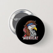 4. Juli Byld Eagle Mullet Murica Usa Usa US Meric Button (Vorne & Hinten)