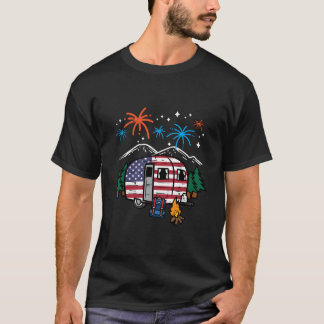 4. Juli Camper Van US-Flagge Patriotischer Camper T-Shirt