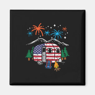 4. Juli Camper Van Us Flagge Patriotischer Camping Magnet