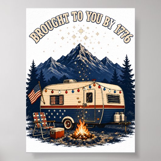 4. Juli Campinganhänger Berge Poster (Vorne)
